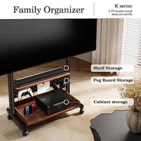 FITUEYES Support TV roulettes pour Ecran de 40 à 85 Pouces Chariot Meuble TV Hauteur Réglable Max. VESA 600x400 mm jusquà 60