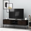 HOMIDEA Milestone Meuble TV - Banc TV - Meuble de Rangement avec Pieds en métal au Design Rustique pour Salon Noyer/Noir 