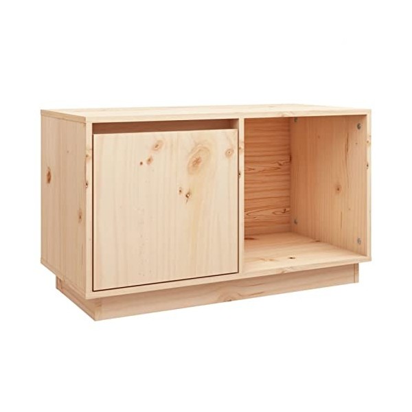 Lechnical Meuble TV, meuble de télévision, buffet multimédia, meuble TV salon, meuble TV 74 x 35 x 44 cm en bois massif de pi