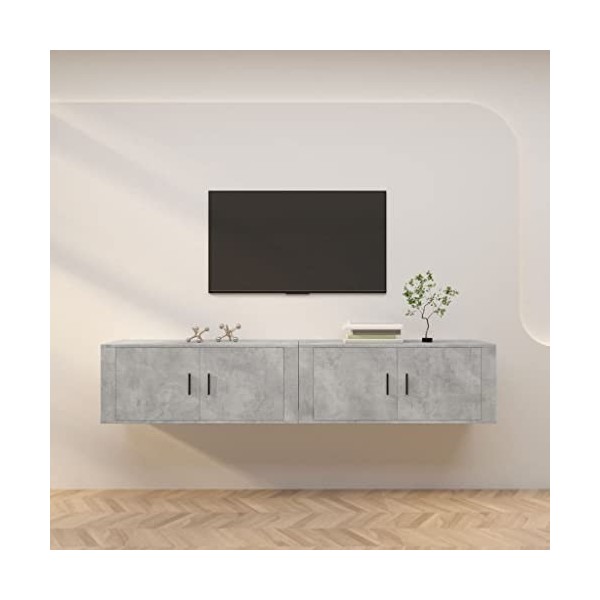 Canditree Ensemble Meubles TV Suspendu, Meuble TV Mural Banc TV avec Rangement 200 cm Blanc 