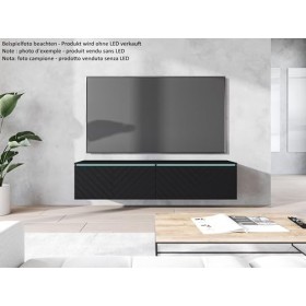 Meuble TV Donna, Largeur 140 cm, Lowboard TV, Debout ou Suspendu, Meuble Salon, Panneaux de Particules stratifiés, Style Mode