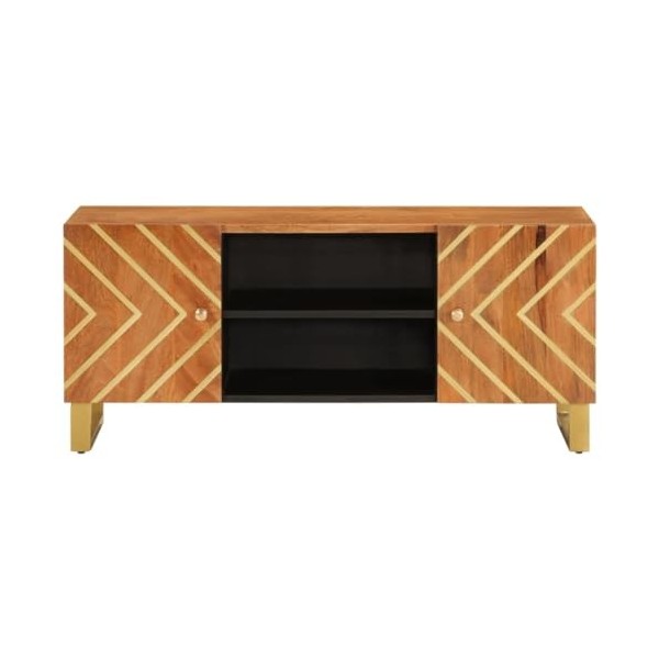 Générique Meuble TV Marron et Noir 105x33,5x46 cm Bois Massif manguier,20.35 KG,356783, Meubles, Meubles TV