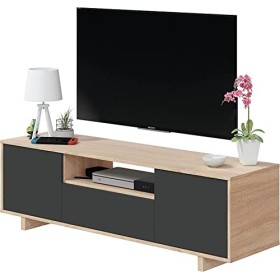 Tendencio Meuble TV Anio Style Industriel, en chêne Canadien et Gris Anthracite, Taille : 150 cm x 46 cm H 41 cm P 