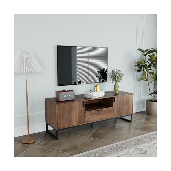 Padma House Meuble TV, Support Télé, pour Télévision jusquà 65 Pouces,Banc TV Longueur 140 cm pour Salon, Chambre