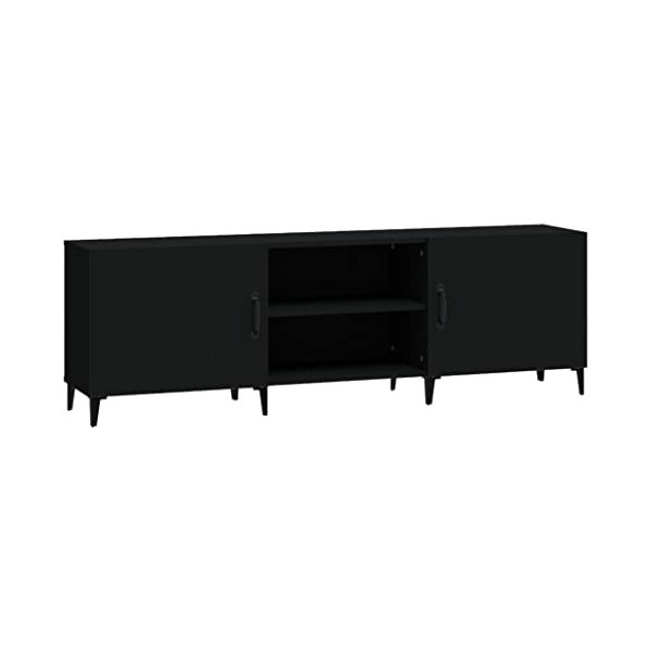 Annlera Meuble TV Noir 150x30x50 cm Bois dingénierie Classique Banc TV Décorer Pièce Minimaliste Armoire TV Fonction daffic