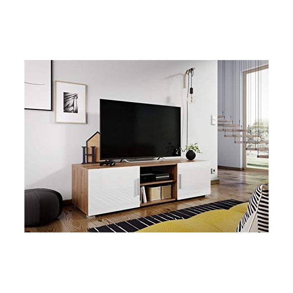Meuble Banc TV Bois ET Blanc - 1M50
