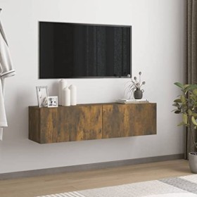 Keyur Meuble TV, Banc TV Buffet Bas Support de Télévision Meuble Télé Armoire Murale TV Chêne fumé 120x30x30 cm Bois dingéni