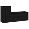 Meubles TV 2 pcs Noir Bois Massif de pin - Banc TV, Meuble TV Suspendu, Convient pour Salon ou Chambre