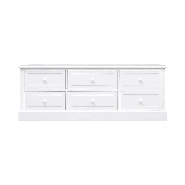 Meuble TV Blanc 108x30x40 cm Bois de Paulownia Solide - Meuble Chambre, Support Télé pour Salon Salle à Manger Chambre, Style