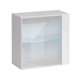 MB Muebles Bonitos | Armoire Murale 1 Porte | Meuble de Rangement avec LED | 60 x 60 x 30cm | Blanc Finition Brillante | 2 Co