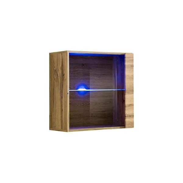 MB Muebles Bonitos | Armoire Murale 1 Porte | Meuble de Rangement avec LED | 60 x 60 x 30cm | Blanc Finition Brillante | 2 Co