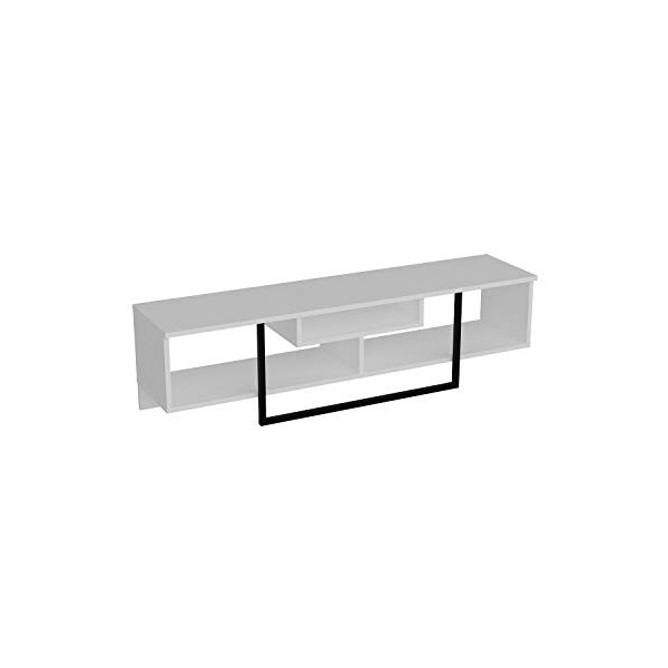 Decorotika Asal Meuble TV 150 cm de Large pour TV jusquà 65" Blanc et Noir 