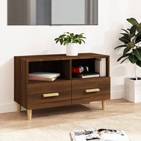 Meuble TV Chêne Marron 80x36x50 cm Bois dingénierie - Banc TV, Meuble TV Suspendu, Convient pour Salon ou Chambre