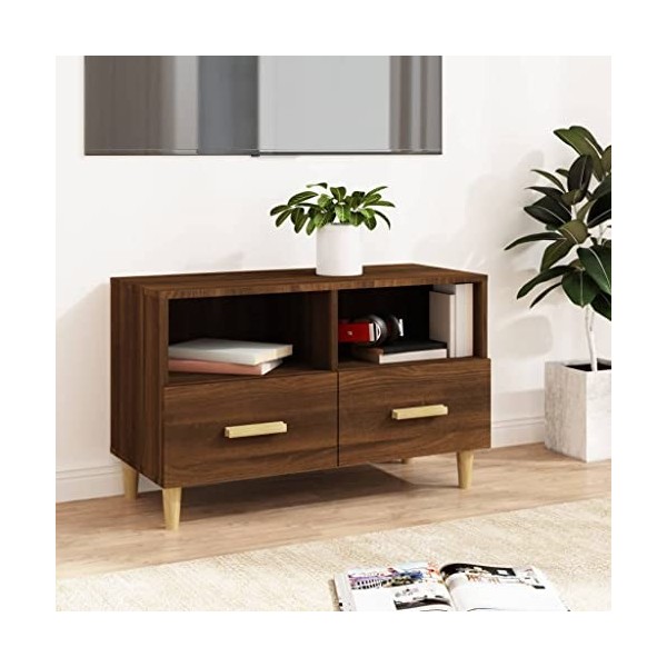Meuble TV Chêne Marron 80x36x50 cm Bois dingénierie - Banc TV, Meuble TV Suspendu, Convient pour Salon ou Chambre