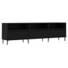 heybb Meuble TV Noir 150x30x44,5 cm Bois dingénierie,Meuble TV,Table Basse LED Couleurs,Table Basse Salon Meuble TV