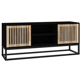 Camerina Meuble TV Noir 105x30x45 cm Bois dingénierie et Fer,Table Television Salon,Meuble Télé Haut,Meuble TV Haut