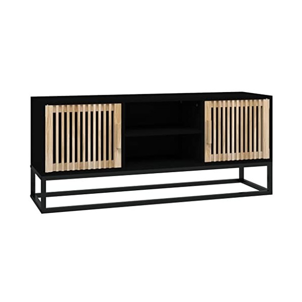 Camerina Meuble TV Noir 105x30x45 cm Bois dingénierie et Fer,Table Television Salon,Meuble Télé Haut,Meuble TV Haut