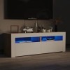 homiuse Meuble TV avec Lumières LED Blanc et Chêne Sonoma 120x35x40 cm Aggloméré Support de TV Espace de Stockage Suffisant M