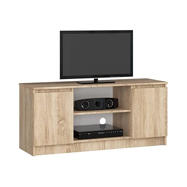 ADGO RTV K120 2D 1P CLP Meuble TV avec 2 placards et 2 étagères 120 x 55 x 40 cm Meuble bas pour téléviseur, meuble TV Sonoma