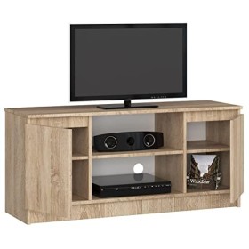 ADGO RTV K120 2D 1P CLP Meuble TV avec 2 placards et 2 étagères 120 x 55 x 40 cm Meuble bas pour téléviseur, meuble TV Sonoma
