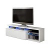 Loungitude - Meuble TV LED 1 porte et 4 niches L150 cm - Blanc brillant