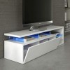 Loungitude - Meuble TV LED 1 porte et 4 niches L150 cm - Blanc brillant