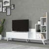 Toscohome Meuble TV 160 cm en bois avec bibliothèque couleur blanche - Bingo