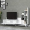 Toscohome Meuble TV 160 cm en bois avec bibliothèque couleur blanche - Bingo