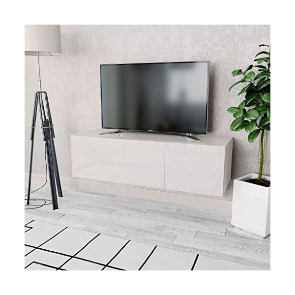Festnight Meuble TV Suspendu en Aggloméré Design Moderne 120 x 40 x 34 cm Blanc Chêne