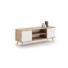 Dmora Meuble TV avec 2 portes et 1 étagère centrale, Buffet avec pieds, Buffet de salon style scandinave, 155x40h50 cm, color