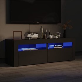Meuble TV avec LED | Style Contemporain | Rangement matériel télé Audio Video Gaming 120x35x40cm Gris Brillant