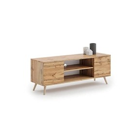 Dmora Meuble TV avec 2 portes et 1 étagère centrale, Buffet avec pieds, Buffet de salon style scandinave, cm 155x40h50, coule