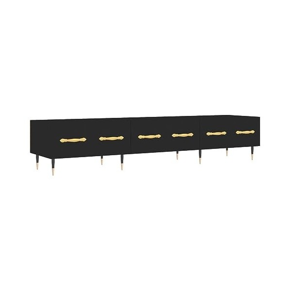 Annlera Meuble TV Noir 150x36x30 cm Bois dingénierie Style Calme Banc TV Maison Chambre à Coucher Rangement Spacieux Ranger 