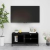 VEEKI Meuble TV, Meuble TV Suspendu, Meuble, Meuble TV avec Rangement，Meuble Industriel, Convient pour Salon ou Chambre, Noir