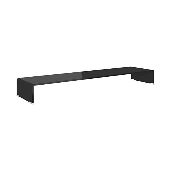 LAPOOH Meuble TV/Support pour Moniteur 120 x 30 x 13 cm Verre Noir,Meuble TV,Table TV,Ensemble Meuble TV