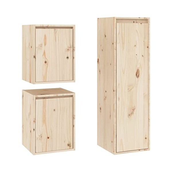 Meubles TV 3 pcs Bois Massif de pin - Meuble télé, Meuble TV Industriel, Meuble Chambre, Convient pour Salon ou Chambre