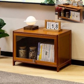 XRRJFYH Bambou Meuble TV avec Porte Rabattable, Meuble Television, Table TV, Petit Meuble Tele pour Salon, Chambre À Coucher,