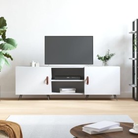 BaraSh Meuble TV Blanc 150x30x50 cm Bois dingénierie,Meuble TV Haut,Table Television Salon,Meuble Télé Haut