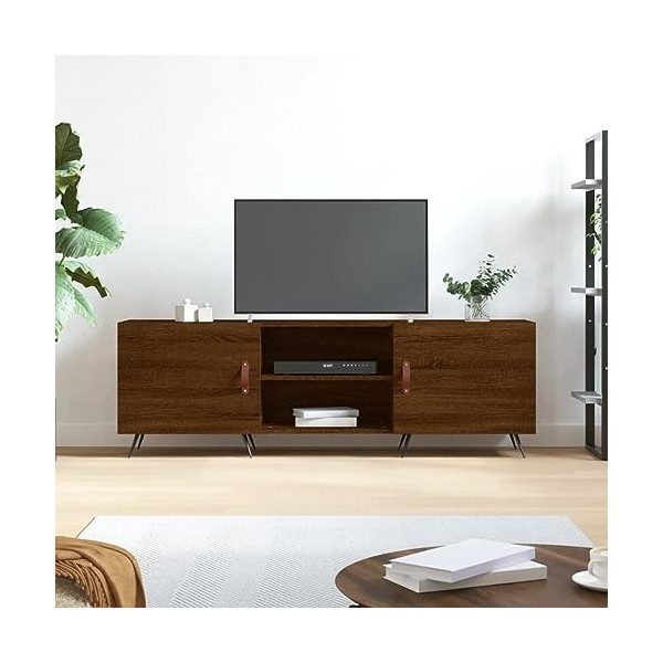 BaraSh Meuble TV chêne Marron 150x30x50 cm Bois dingénierie,Meuble TV,Table Basse Salon Meuble TV,Table Basse LED Couleurs