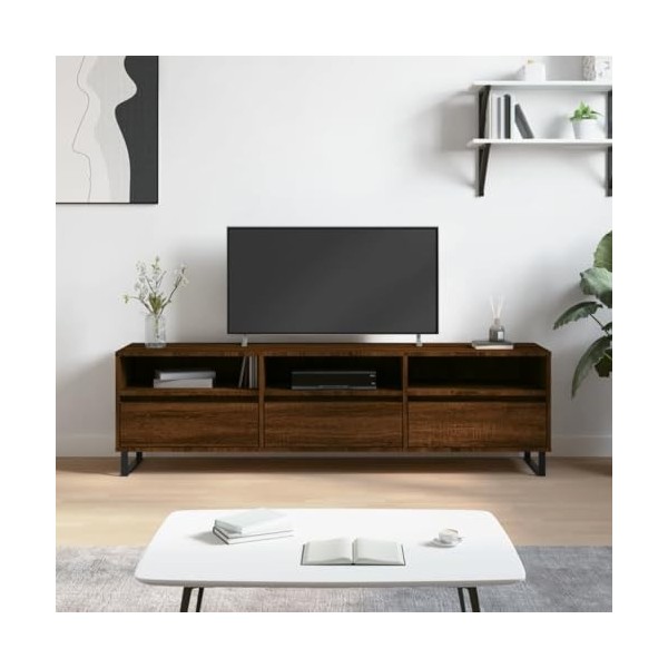 ARKEM Meuble TV chêne Marron 150x30x44,5 cm Bois dingénierie,Meuble TV,Table Basse Salon Meuble TV,Table Basse LED Couleurs