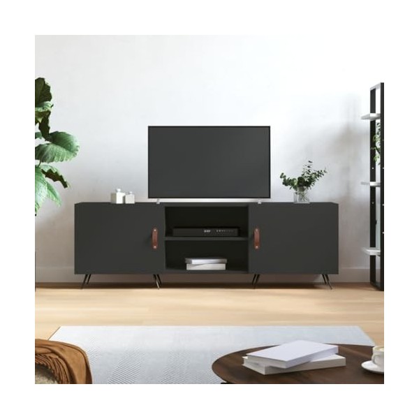 Camerina Meuble TV Noir 150x30x50 cm Bois dingénierie,Meuble TV,Table TV,Ensemble Meuble TV