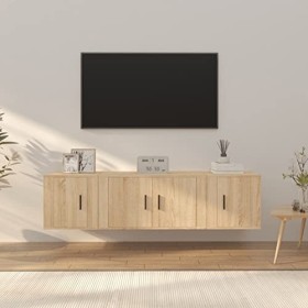 Camerina Ensemble de Meubles TV 3 pcs Chêne Sonoma Bois dingénierie,Meuble TV,Table Basse Salon Meuble TV,Table Basse LED Co