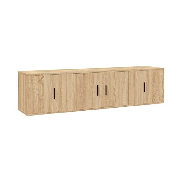 Camerina Ensemble de Meubles TV 3 pcs Chêne Sonoma Bois dingénierie,Meuble TV,Table Basse Salon Meuble TV,Table Basse LED Co