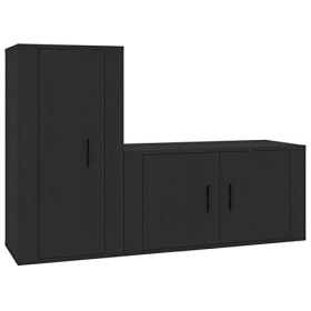 Camerina Ensemble de Meubles TV 2 pcs Noir Bois dingénierie,Meuble TV,Table Basse Salon Meuble TV,Table Basse LED Couleurs