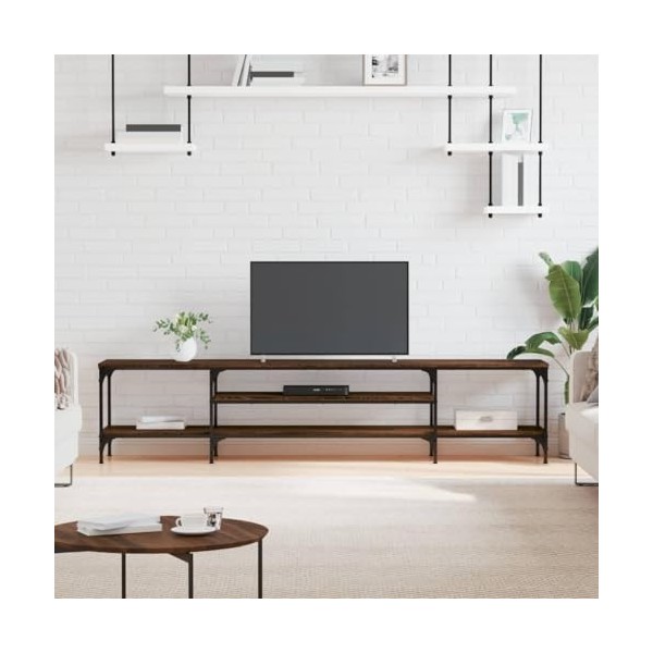 Tidyard Meuble TV Banc TV Meuble de Salon chêne Marron 201x35x45 cm Bois dingénierie et Fer