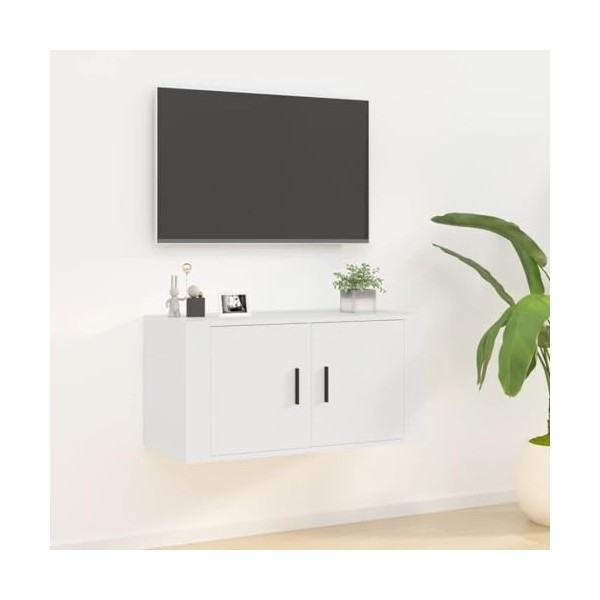 Meuble TV,Étagère TV Flottante, Support de Télévision Flottant Fixé au Mur Centre de Console Multimédia de Divertissement Gra