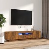 Higsose Ensemble de Meubles TV Salon avec Lumières LED RVB 2 Pcs 100/80x35x40 cm Chêne Fumé Bois dingénierie Armoires Multim