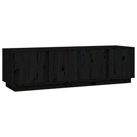 Annlera Meuble TV Noir 140x40x40 cm Bois de Pin Massif Classique Banc TV Dessus de Meuble Robuste Placer Stéréo Objets Décora