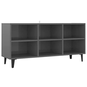 Meuble TV avec Pieds en métal Gris Brillant 103,5x30x50 cm - Meuble télé, Meuble TV Industriel, Meuble Chambre, Convient pour