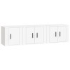 Camerina Ensemble de Meubles TV 3 pcs Blanc Bois dingénierie,Meuble TV,Table Basse Salon Meuble TV,Table Basse LED Couleurs